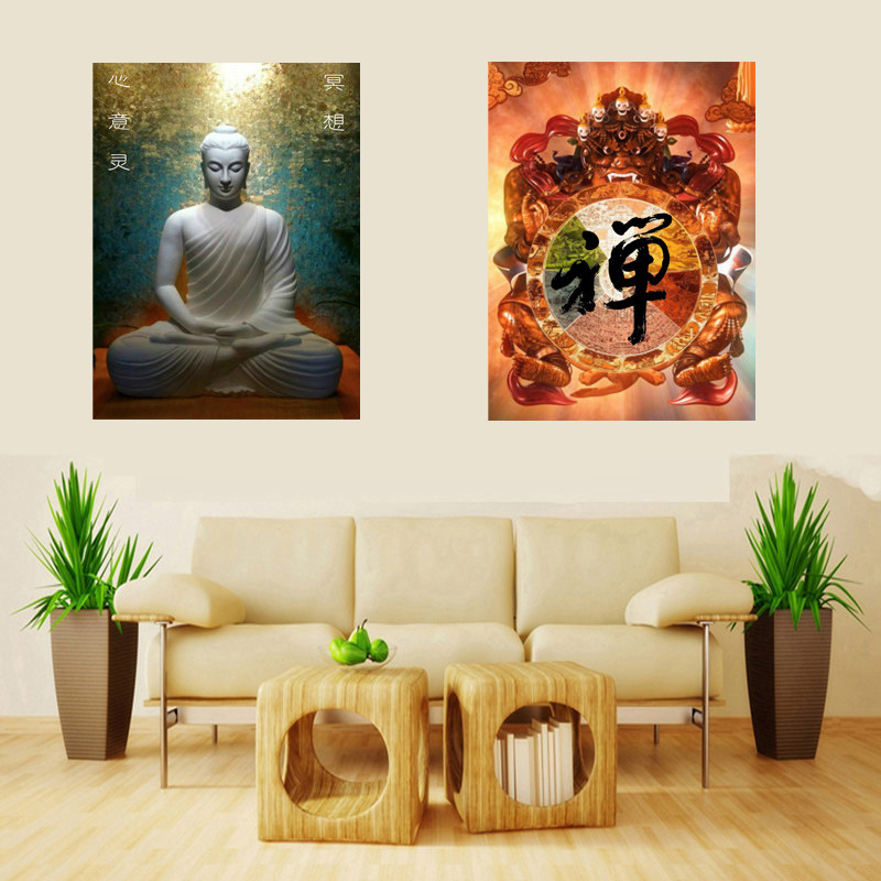 装饰画 禅意悟性贴图 贴画冥想壁纸海报 瑜伽室装饰壁画背胶贴纸