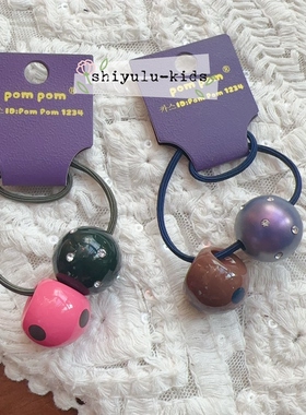 清仓韩进口pompom儿童发饰钻球波点发圈女童扎辫子皮筋不伤发头绳