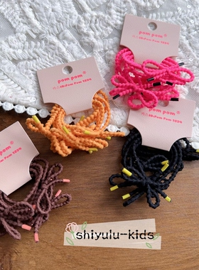 PomPom韩国进口儿童发饰基础蝴蝶结绑结发圈头绳小女孩扎头发皮筋