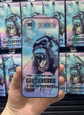 适用苹果16e大猩猩防静电Iphone16pro钢化膜15promax全屏X 8高铝14贴膜带版手机膜7plus 13 12大金刚大弧黑边