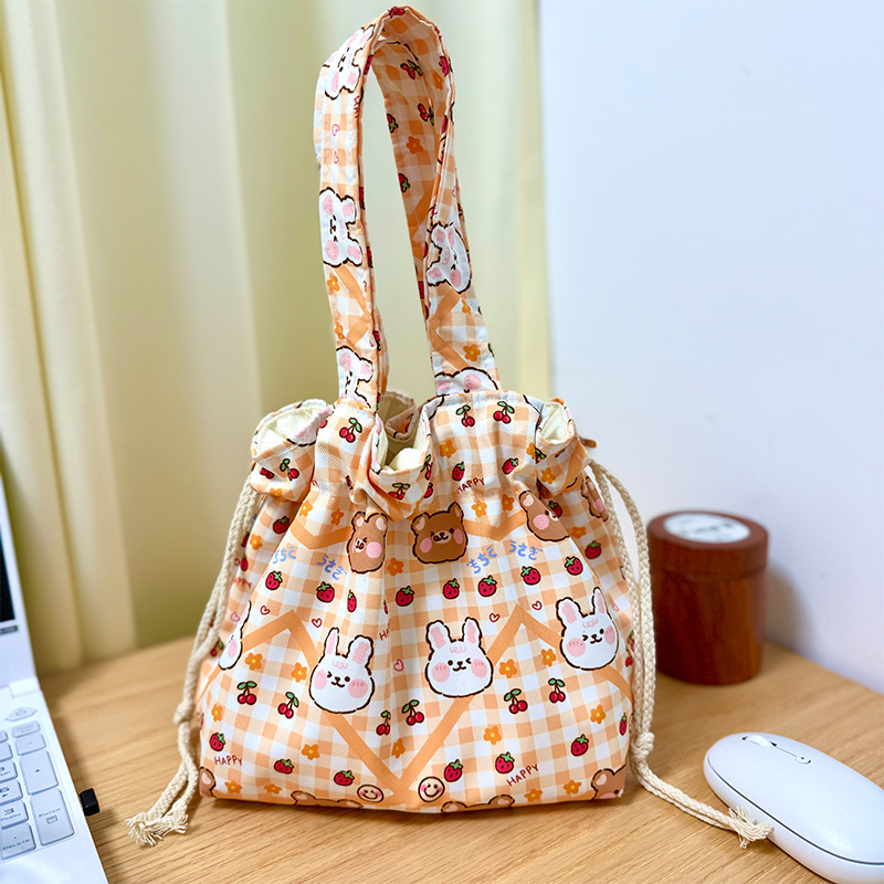 日式卡通可爱手拎小包便当包
