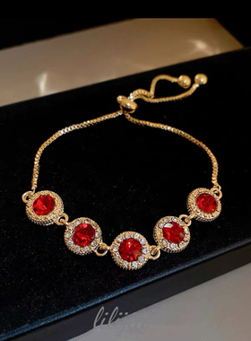 高级设计感彩色水晶水钻手链2024年新款潮时尚个性小众手镯首饰女