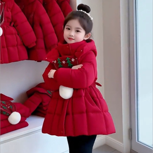 女童免洗棉服外套爆款收腰女孩上衣加厚加绒可机洗特厚女童年服