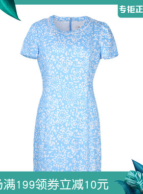 专柜现货ROEM洛妍时尚新品碎花青花瓷连衣裙RCOW52517M正品