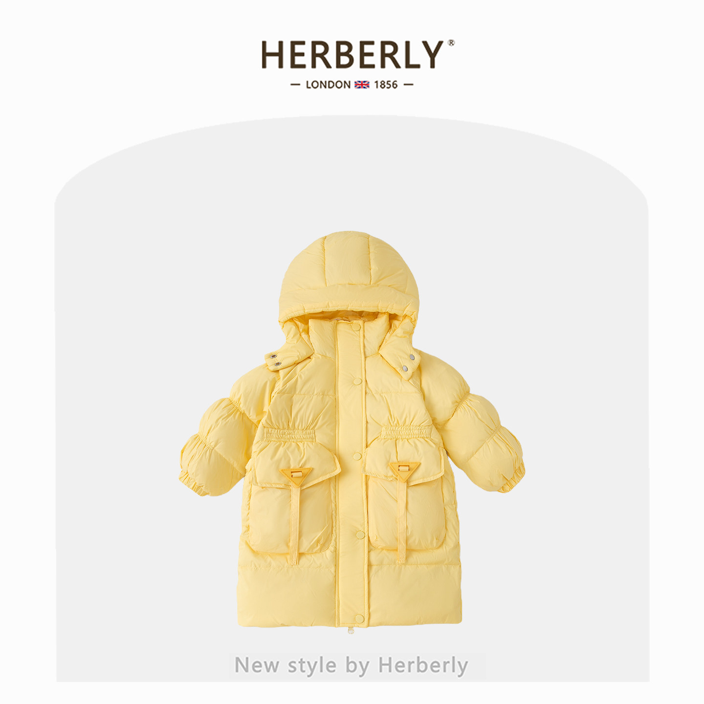 赫柏莉HERBERRY女童三防90白鸭绒羽绒服冬装小女孩中长款保暖外套