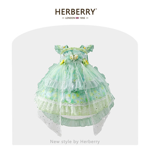 赫柏莉HERBERRY女童花仙子洛丽塔蓬蓬裙夏季小女孩绿野仙踪吊带裙