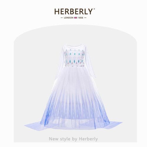 赫柏莉HERBERRY女童爱莎公主裙春夏冰雪奇缘女宝宝披风亮片连衣裙