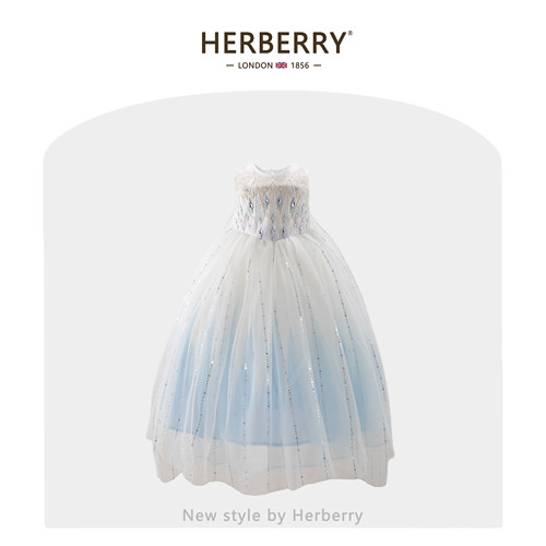 赫柏莉HERBERRY女童冰雪艾莎公主裙夏季高端小女孩生日礼服连衣裙