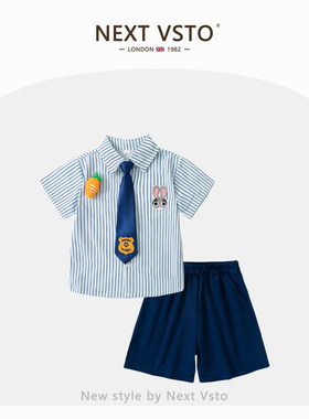 英国NEXT VSTO男童学院风套装夏季洋气小男孩朱迪上衣短裤两件套
