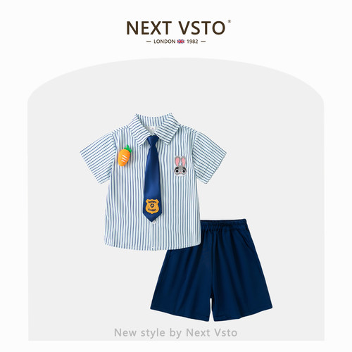 英国NEXT VSTO男童学院风套装夏季洋气小男孩朱迪上衣短裤两件套