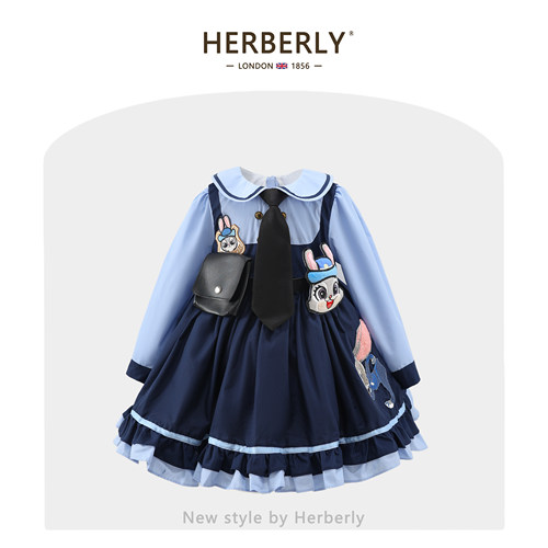 赫柏莉HERBERRY女童兔子警官蓬蓬裙秋冬装小女孩朱迪洛丽塔公主裙