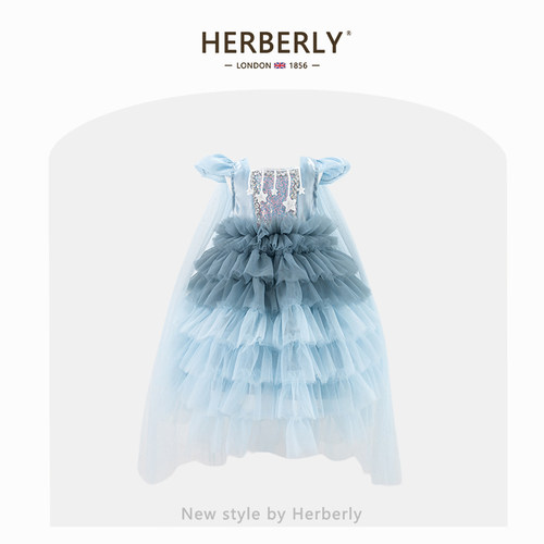 赫柏莉HERBERRY女童爱莎连衣裙夏装儿童礼服蛋糕裙宝宝生日公主裙
