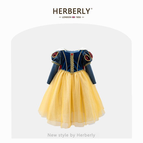 赫柏莉HERBERRY女童白雪公主裙秋冬重工小女孩生日礼服蓬蓬连衣裙