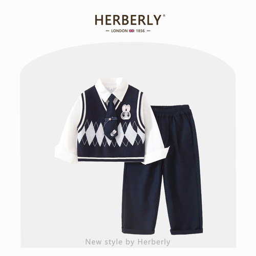 赫柏莉HERBERRY男童学院风套装春秋装男女宝宝朱迪兔子警官三件套