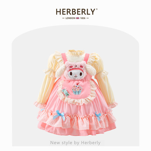 赫柏莉HERBERRY女童美乐蒂公主裙秋冬洋气女宝宝洛丽塔生日蓬蓬裙