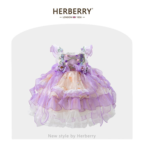 赫柏莉HERBERRY女童洛丽塔吊带蓬蓬纱裙夏装洋气小女孩蛋糕公主裙