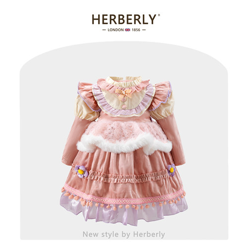 赫柏莉HERBERRY女童玲娜贝儿公主裙秋冬装小女孩加绒洛丽塔蓬蓬裙