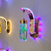 床头卧室楼梯酒店简约后现代轻奢真花水晶装 变光墙壁灯 饰北欧式