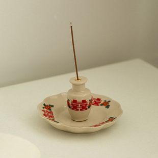 陶瓷蜀门婚庆老式 插香托礼品大喜底座香仿古开业怀旧线香创意时尚