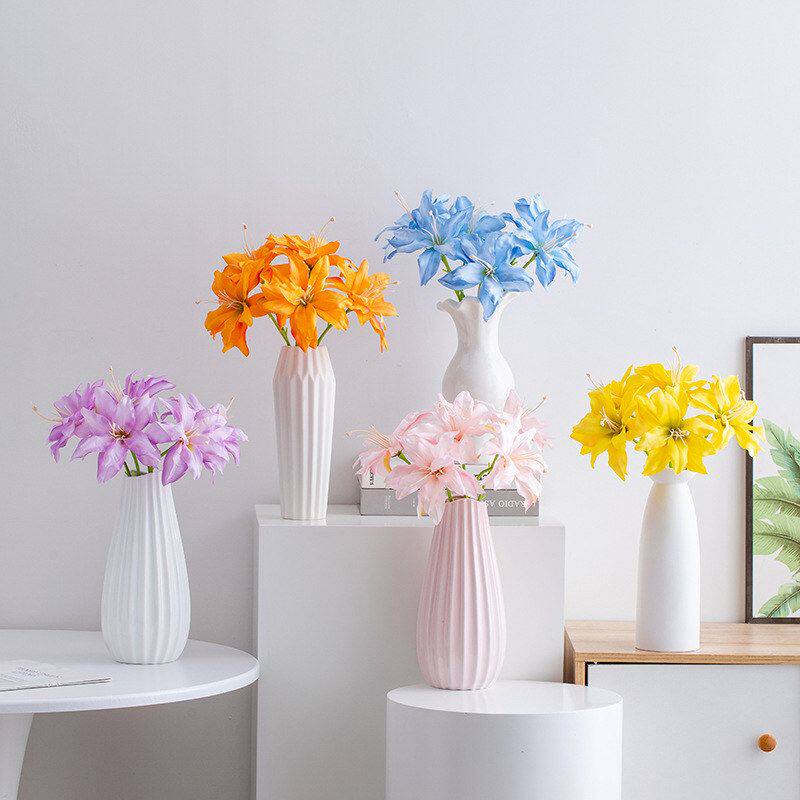 摆件装饰仿真花干花插花百合摆设套餐绢花假花高级感客厅花束蜀门