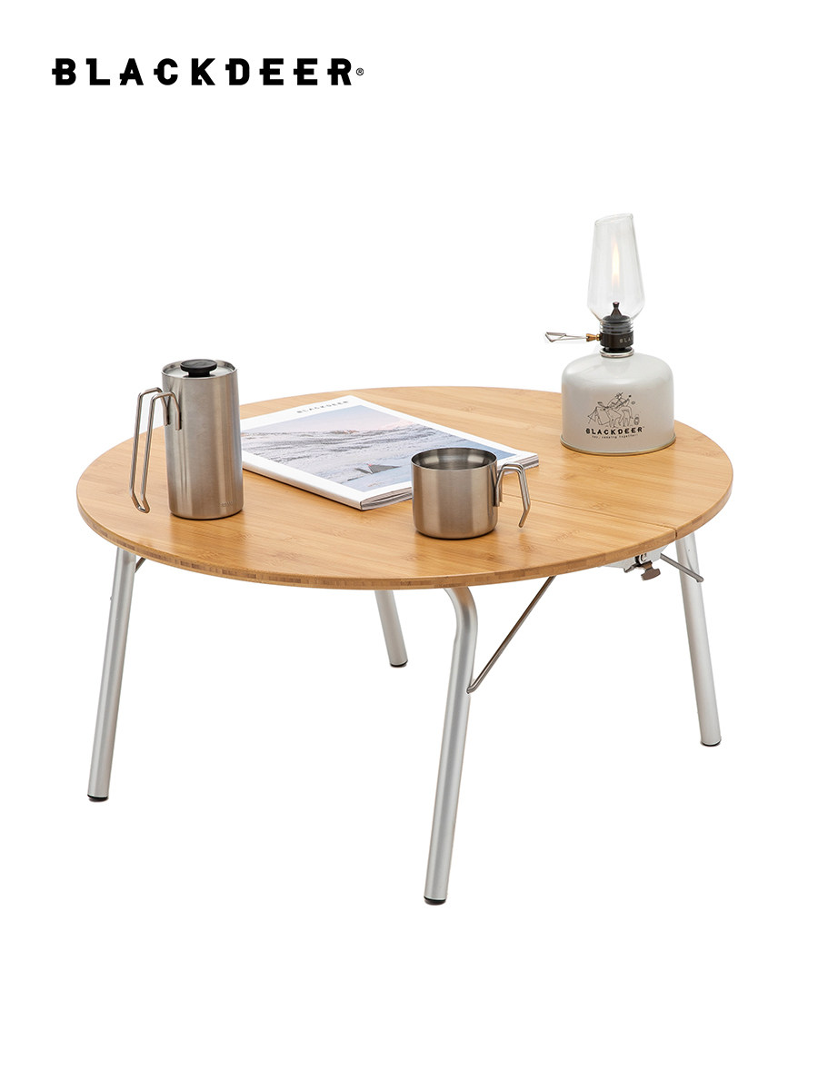 blackdeer/黑鹿户外便携式折叠界竹木圆桌车载露营枱野餐烧烤桌子