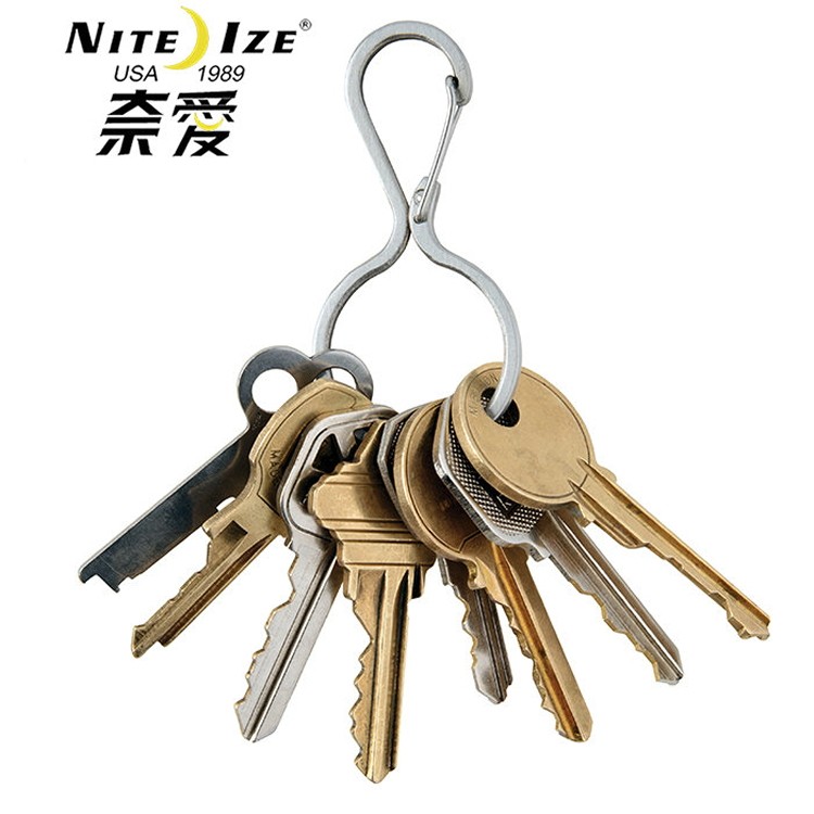 美国Niteize奈爱 葫芦型不锈钢钥匙扣创意钥匙环腰挂男女汽车挂件