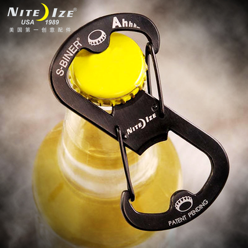 NiteIze奈爱登山扣带锁8字扣不锈钢快挂钥匙扣户外安全挂扣开瓶器