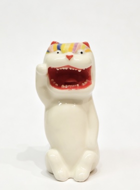 不仁斋薛继业中号招财猫陶瓷手绘摆件