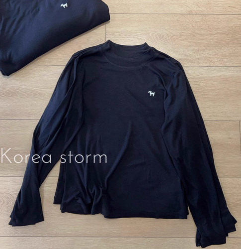 欧洲站25秋冬新款百搭立领长袖莱赛尔羊毛刺绣打底针织衫显瘦上衣