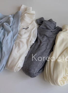 轻薄上衣 韩国单 2026春夏季新款领口刺绣纯色简约百搭长袖T恤