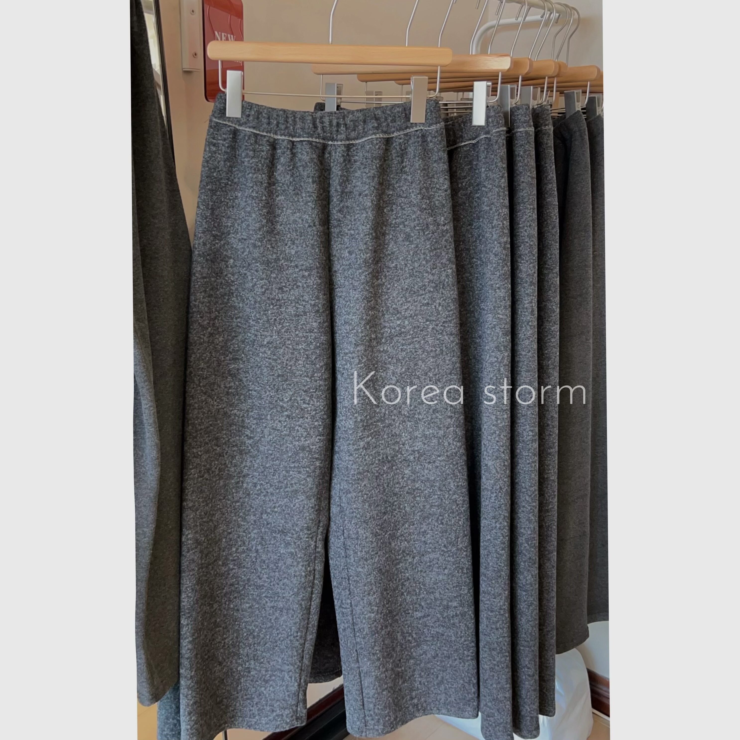 欧货 秋冬慵懒穿搭 加绒加厚松紧腰直筒休闲长裤 高级黑灰色