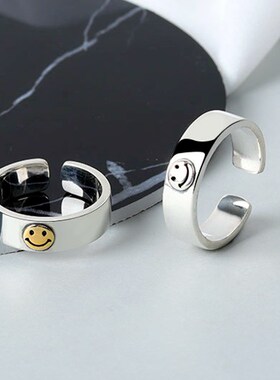 0811韩版ins复古笑脸戒指女小众