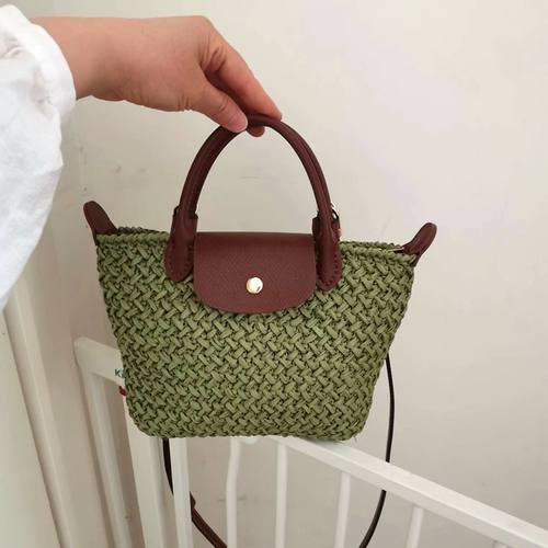 mini饺子包手工编织包拉菲草diy