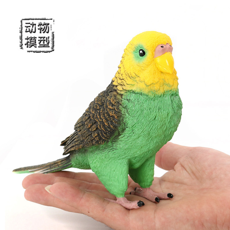 2款1:1大虎皮鹦鹉模型18.3cm仿真实心野生动物鸟摆件儿童塑胶玩具