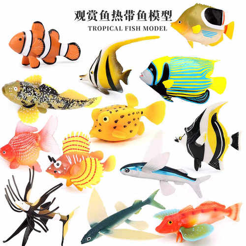 观赏鱼模型金鱼小丑鱼神仙鱼鱼摆件仿真海洋动物早教认知儿童玩具