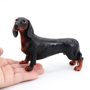 2款腊肠狗模型獾狗猪獾犬棕色黑色腊肠犬猎狗摆件儿童认知玩具