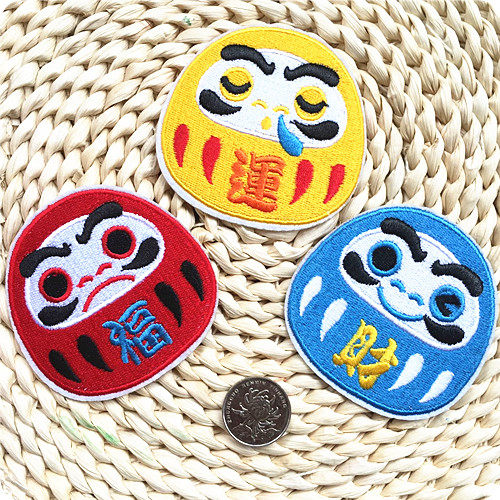 毛衣服装饰贴布贴花徽章财运福全刺绣带背胶可熨烫阴阳师达摩蛋