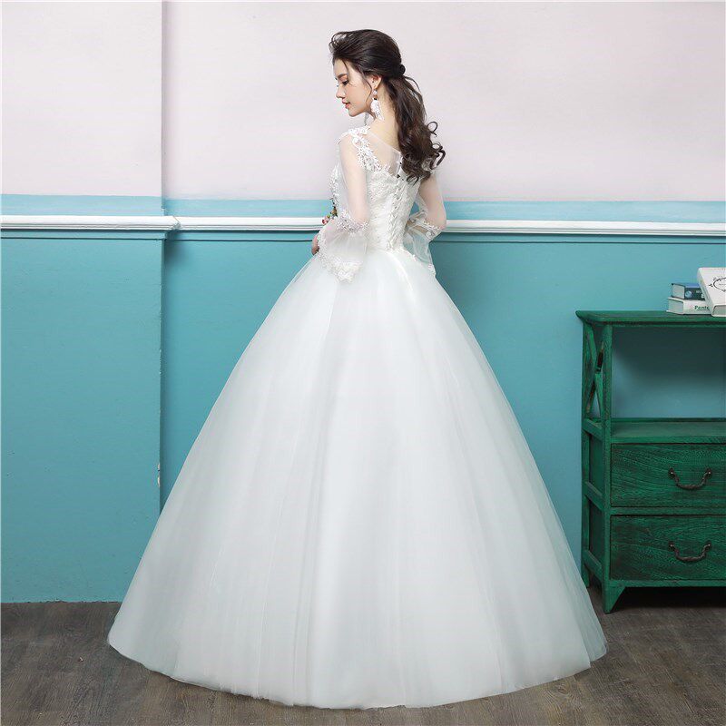 轻婚纱礼服2018新款夏季长袖一字肩显瘦小个子婚纱显高 150cm|msdalam kategori Butik wanita / wanita, perkahwinan/Cheongsam/pakaian, perkahwinan - dari Buy2taobao.com untuk memberikan perkhidmatan ejen Taobao profesional membeli