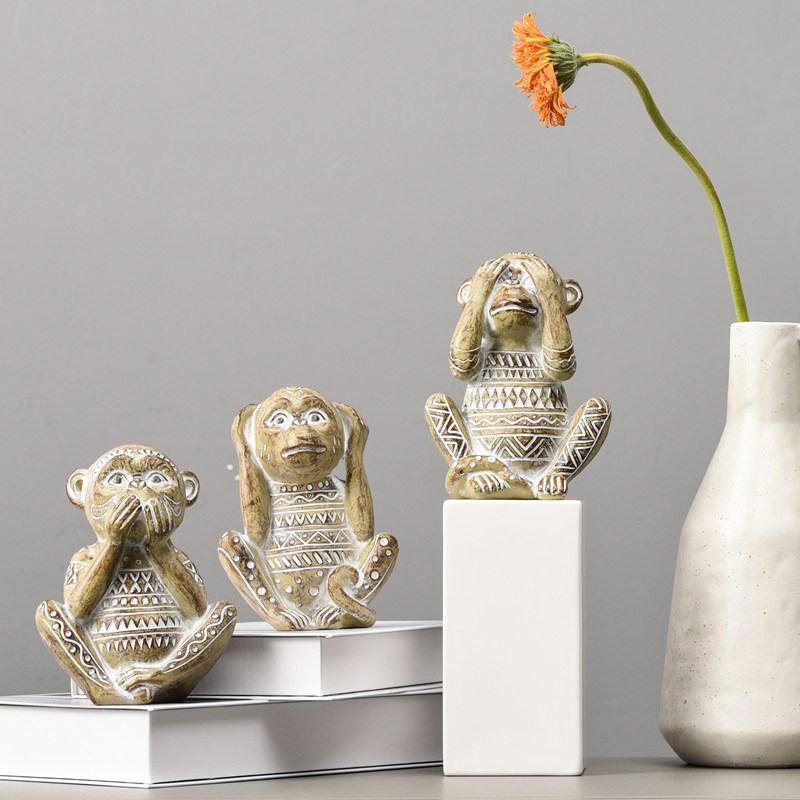 非洲元素猴羚羊大象长颈鹿马创意家居摆件客厅服装店样板房装饰