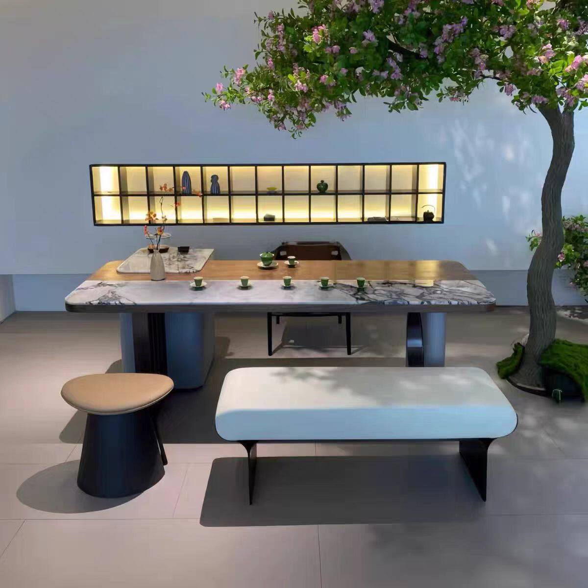 新中式胡桃木实木茶桌椅组合办公室家用客厅茶几套装一体泡茶台