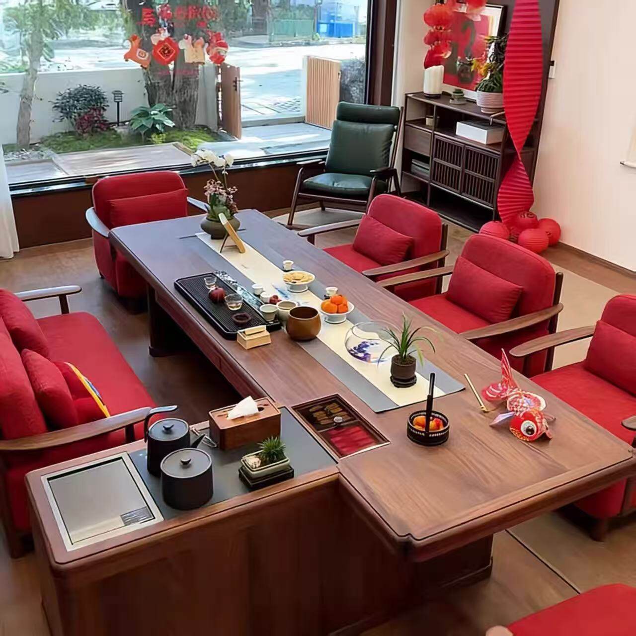 新中式茶桌2026新款高端办公室北美黑胡桃木实木泡茶台家用客厅