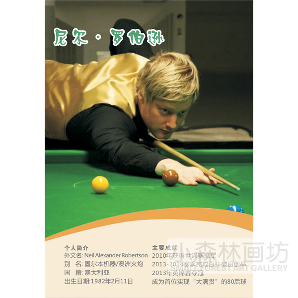 台球厅装饰贴桌球室墙壁挂画斯诺克西方明星海报咖啡馆酒吧罗伯逊