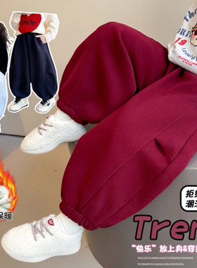 2025秋冬季新款加绒加厚弯刀裤时尚潮流灯笼裤韩版宽松休闲卫裤