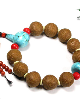 尼泊尔凤眼菩提绿松石手串不还价