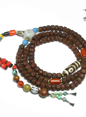 实物拍照mz3119 不还价 9mm藏式老金刚菩提珠二眼天珠手串