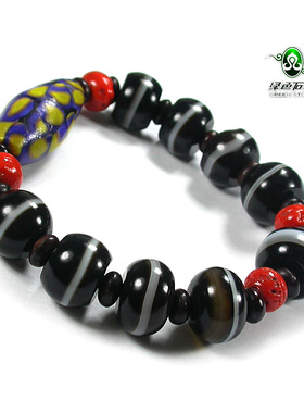 lssp绿色石品p一线老琉璃手链