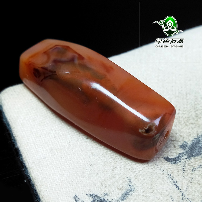 实物拍照wp1369 不还价 藏饰老散珠清代方棱红玛瑙大管配珠