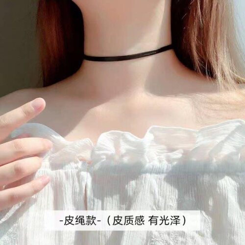 极简锁骨项链choker黑色颈链项圈