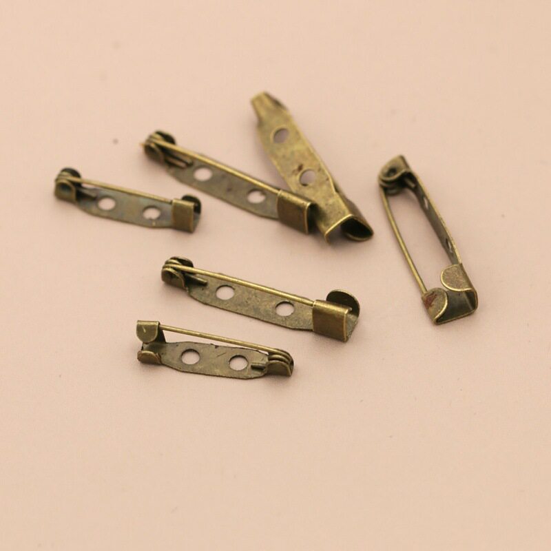 金属一字型别针古铜色胸针DIY配件手工安全扣 针复古做旧胸牌配件