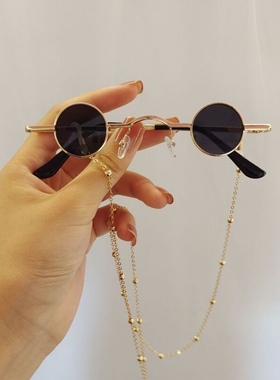 国潮千禧墨镜眼镜网红墨镜带链条太阳镜复古结婚接亲伴娘拍照